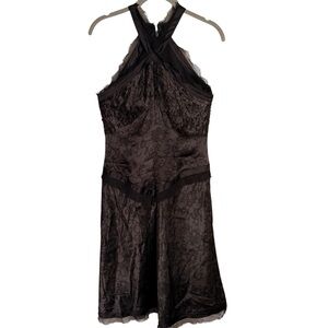 Elegant Black Lace Halter Dress